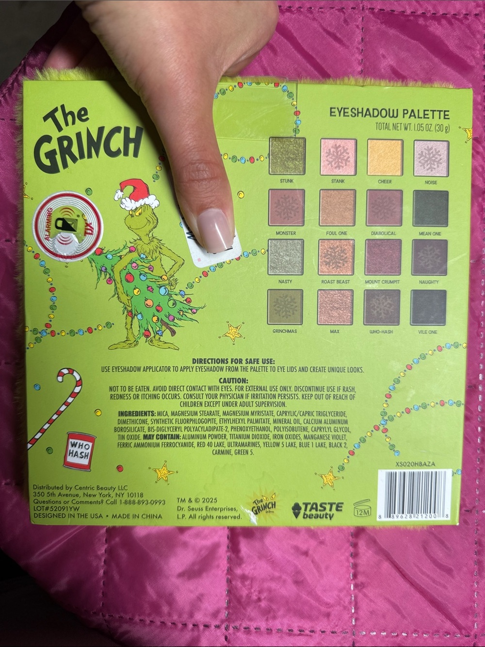 New The Grinch Fuzzy Neon Green Square Pouch - Picture 4 of 4